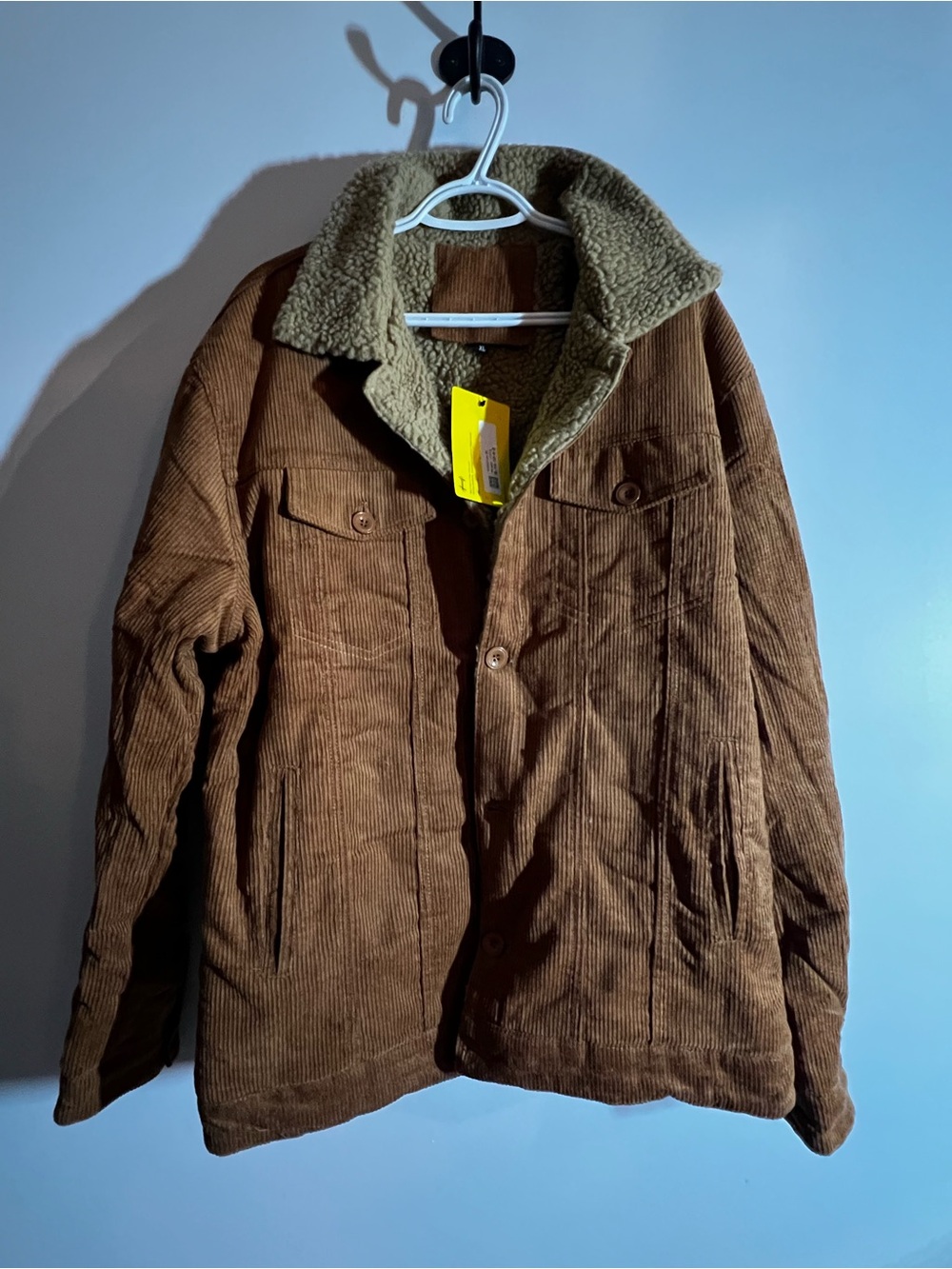 Men's cognac Corduroy Sherpa-Lined Jacket
